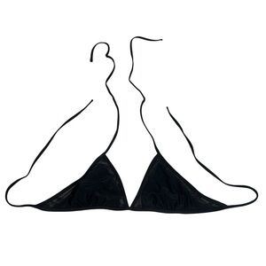 EUC Aerie Classic Triangle Black Bikini Top Mesh Detailing Size X-Small XS Tie